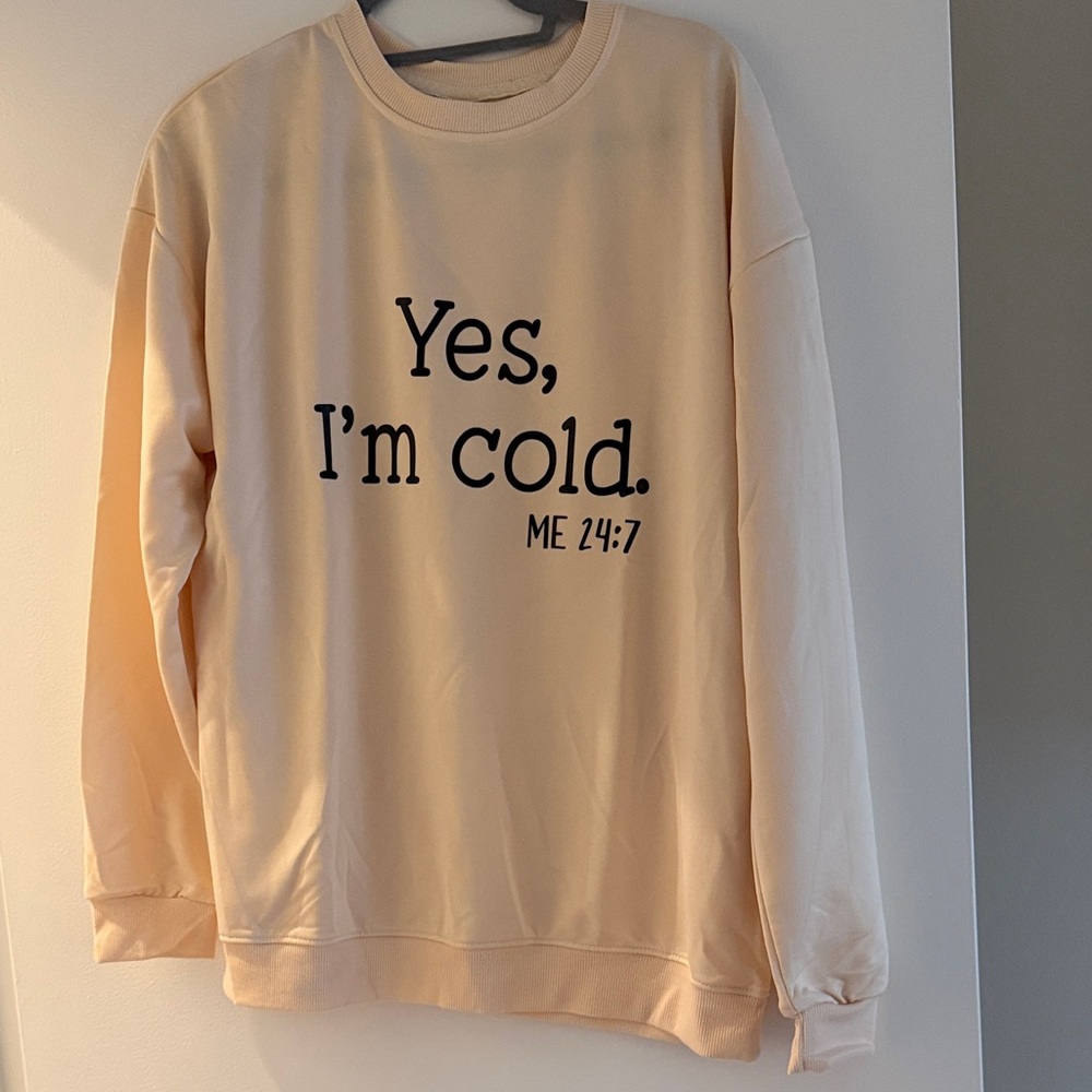 Cream Sweater with Text Print